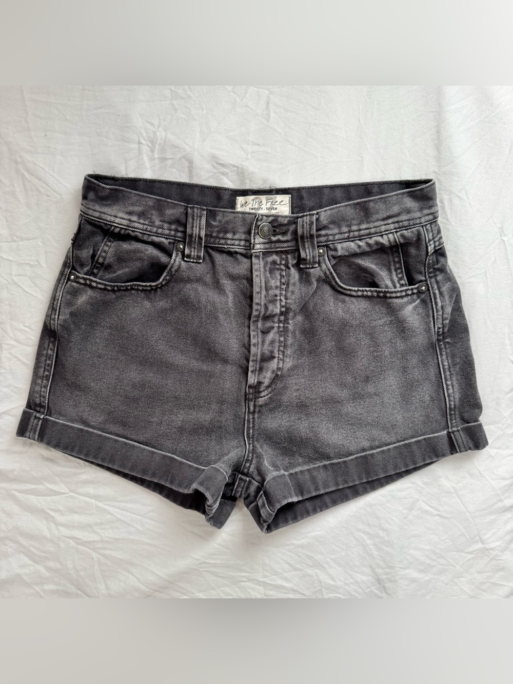 We The Free High-Rise Washed Black Denim Western Vacation Women’s Shorts